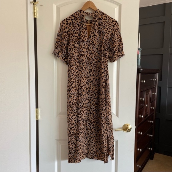 ANTHROPOLOGIE Mock Neck Cheetah Print Midi Dress - Picture 9 of 15